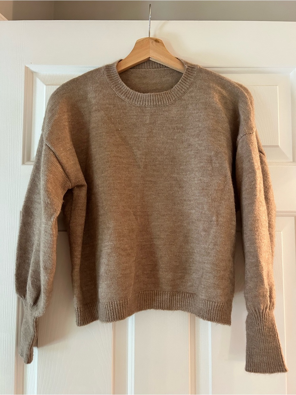 Cozy Neutral Crewneck Sweater - Light Camel
